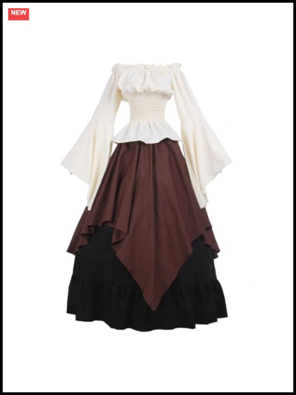 Renaissance Peasant Dress Set Women Ren Faire Costume Blouse & Maxi Skirt